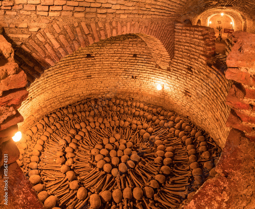 LIMA, PERU - CIRCA 2016: View of catacombs in San Francisco church  circa 2016 in Lima, Peru.