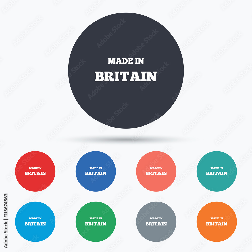 Made in Britain icon. Export production symbol. Made in Britain icon. Export production symbol.