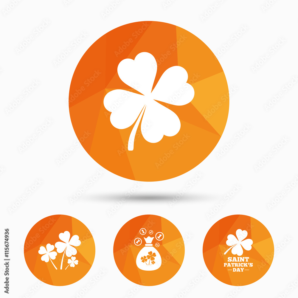 Saint Patrick day icons. Money bag with coins. Saint Patrick day icons. Money bag with coins.