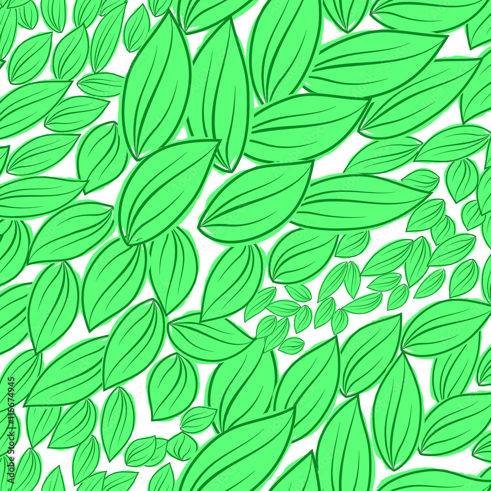 Seamless pattern from green leaves. Vector Illustration for your design.