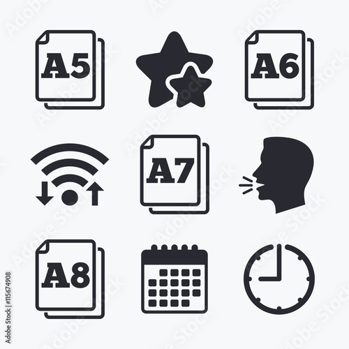 Paper size standard icons. Document symbol.