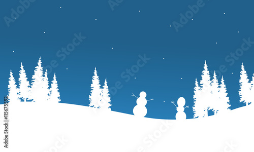 Silhouette of Snowman chrismas