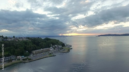 Wallpaper Mural Aerial Sliver of Sunset Looking Past West Seattle and Harbor Ave Washington State USA Torontodigital.ca