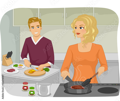 Couple Kitchen Cook