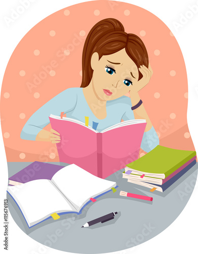 Teen Girl Books Study Hard
