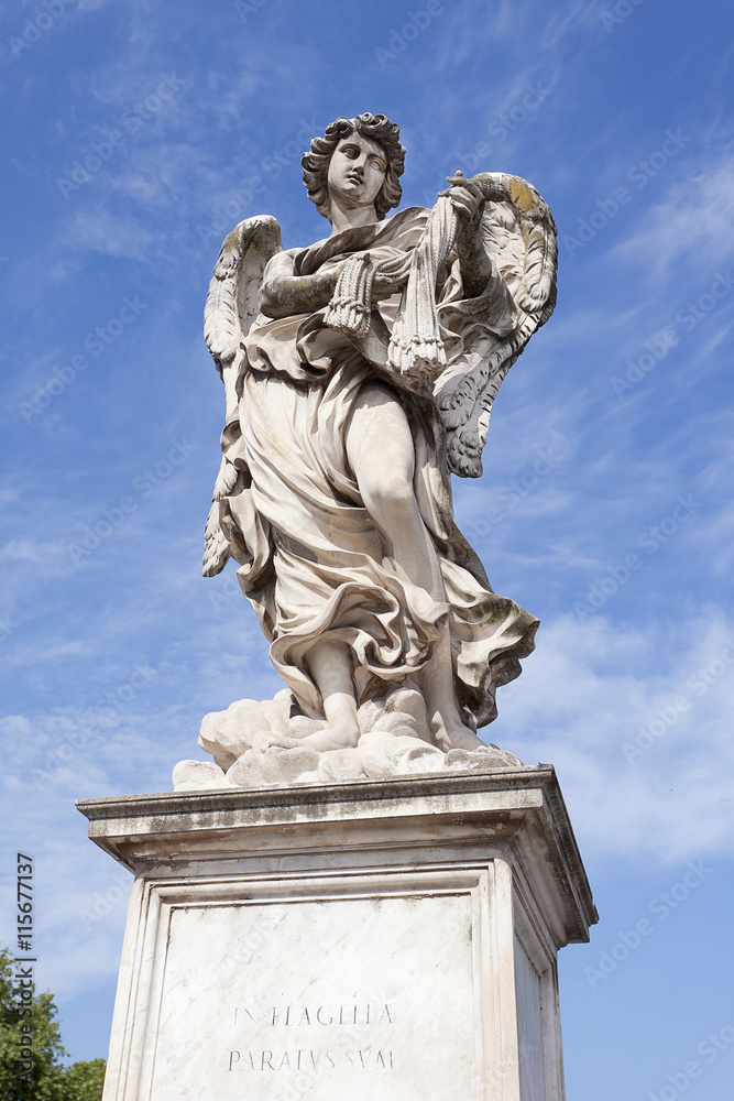 Statue of an angel on a bridge in Rome, Italy 