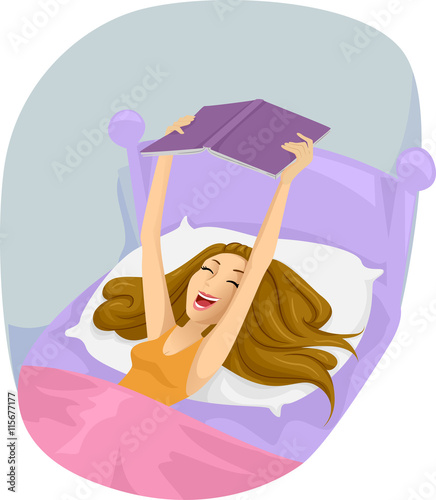 Teen Girl Book Happy Read Bed