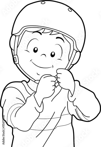 Kid Boy Helmet Coloring Page