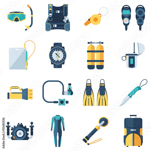 Scuba Diving and Snorkeling Icons