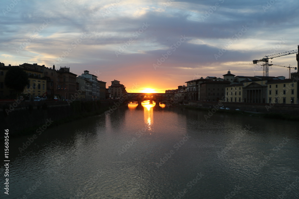 Sunset at Ponte Vecchio in Florence, Tuscany Italy