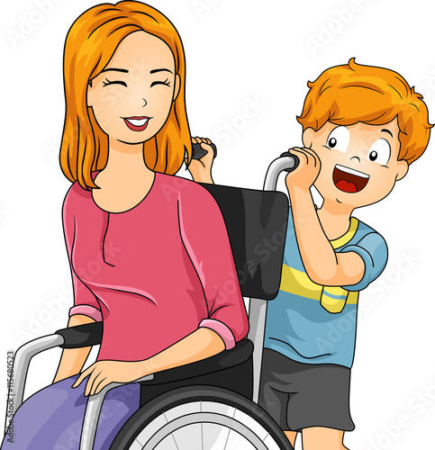 Kid Boy Mom Wheelchair
