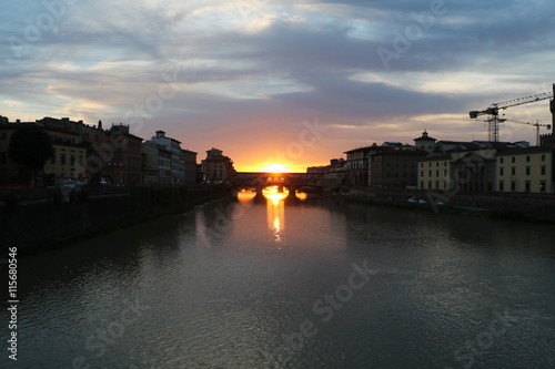 Sunset at Ponte Vecchio in Florence, Tuscany Italy