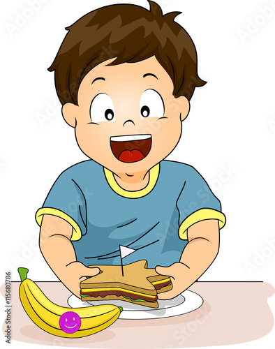 Kid Boy Preparing Healthy Snack