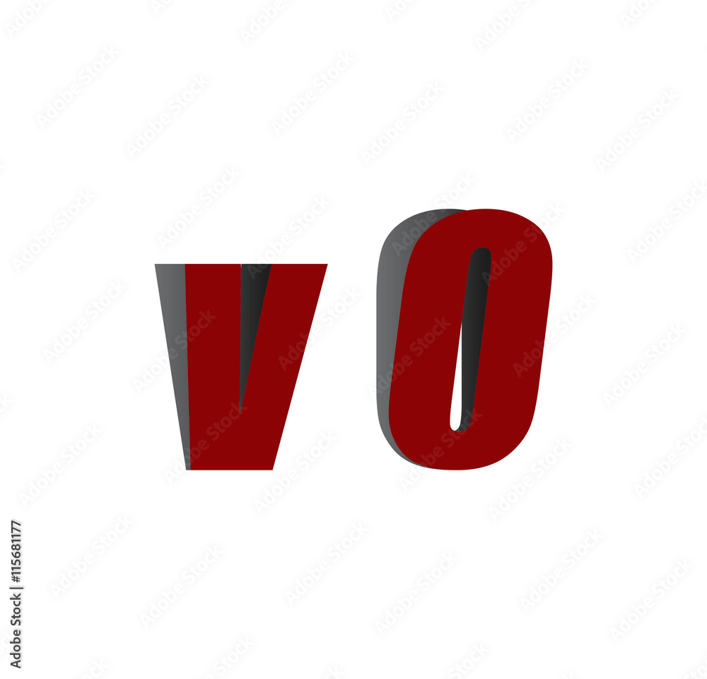 Obraz premium v0 logo initial red and shadow