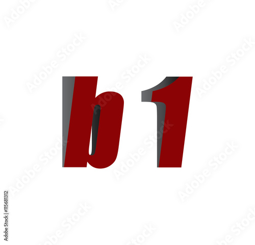 b1 logo initial red and shadow