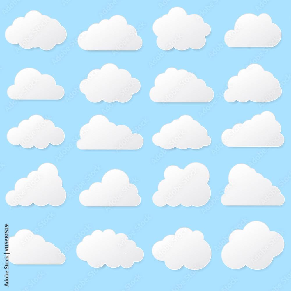 Paper clouds on a blue background. Eps 10.