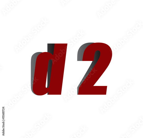 d2 logo initial red and shadow