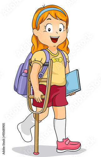 Kid Girl Student Crutch