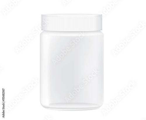 Glass jar empty transparent isolated on white background for packaging design template of any product.