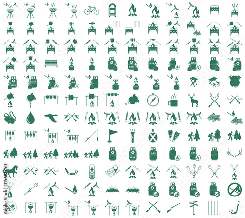 Set of camping equipment icons. Vector illustration