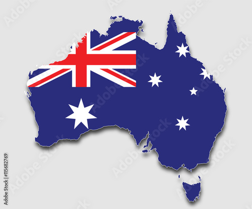 Map of Australia, Filled with the National Flag 