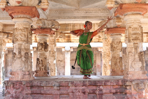 kuchipudi is the classical dance form of the andhra pradesh state.here the dancer performs at bhoganadeeswara temple near bangalore photo