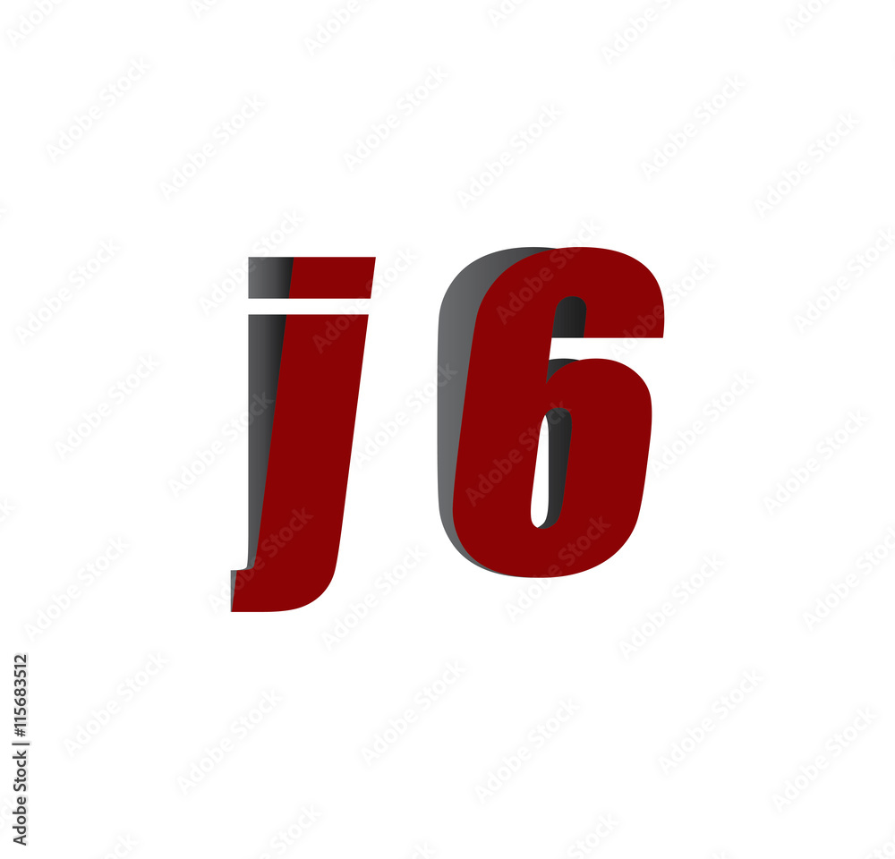 j6 logo initial red and shadow j6 logo initial red and shadow