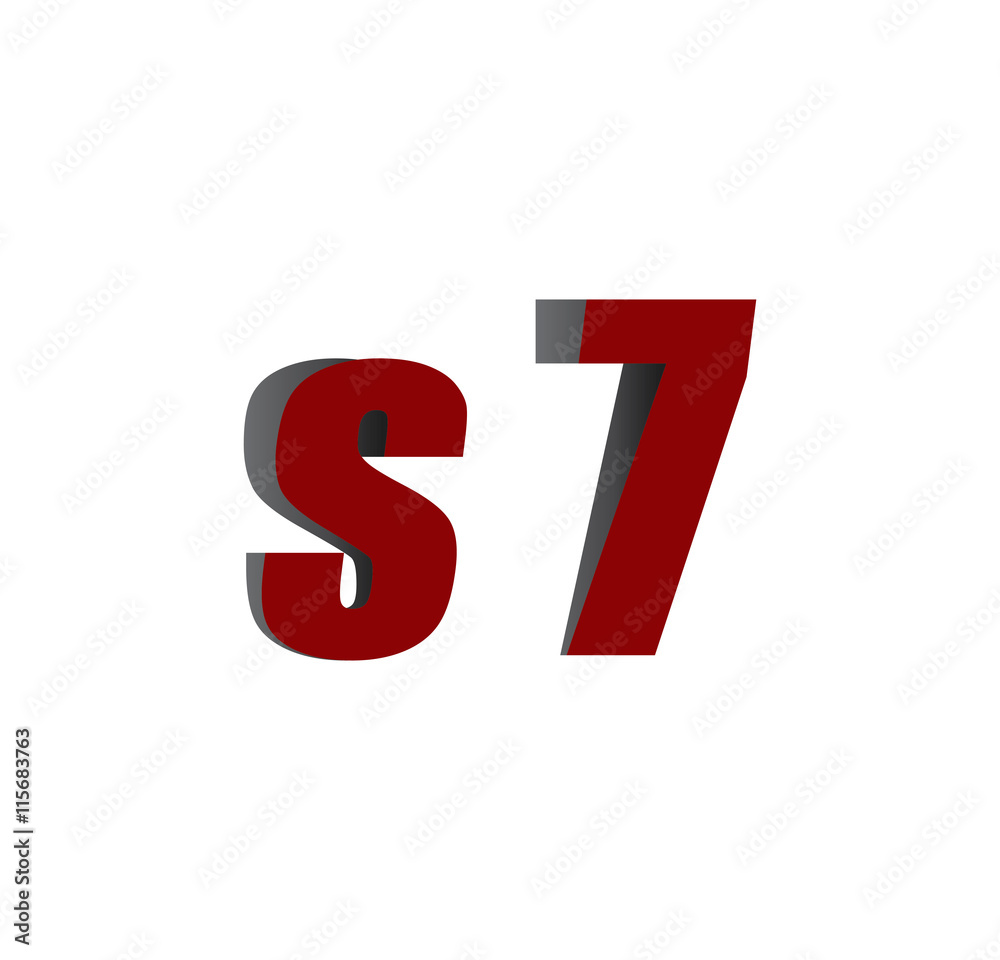 s7 logo initial red and shadow