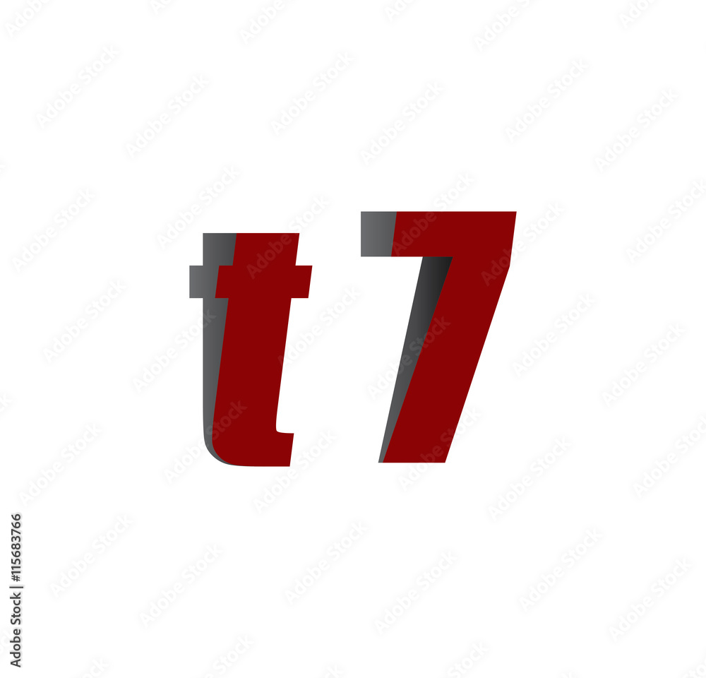 t7 logo initial red and shadow t7 logo initial red and shadow