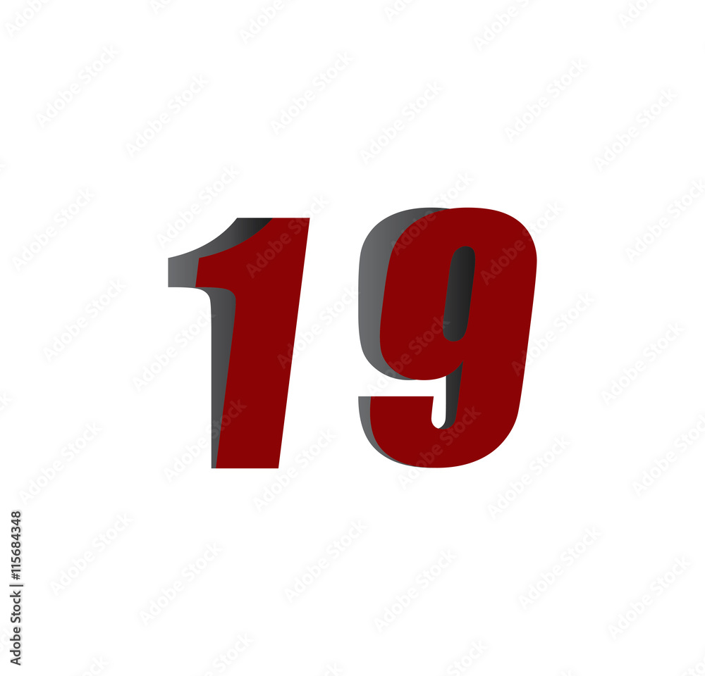 19 logo initial red and shadow 19 logo initial red and shadow