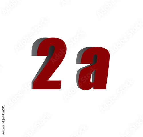 2a logo initial red and shadow