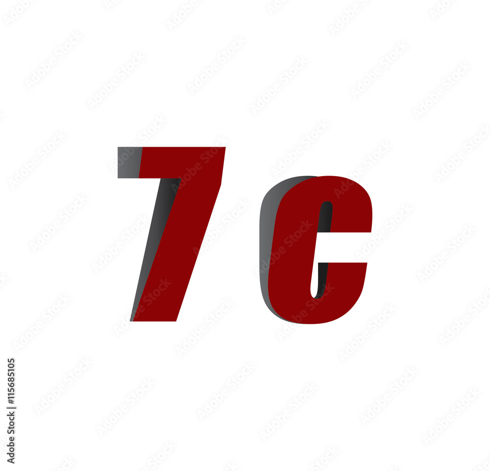 7c logo initial red and shadow Stock Vector | Adobe Stock