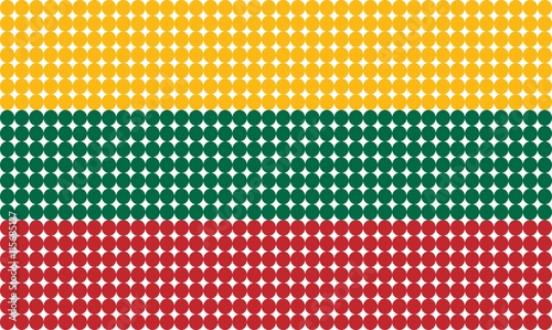 Abstract dotted flag of Lithuania made from small dots and circles.