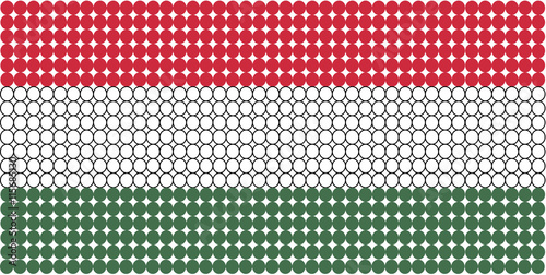 Abstract dotted flag of Hungary made from small dots and circles.