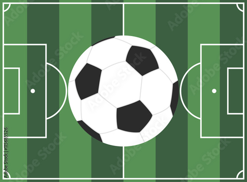european football field and ball. vector illustration