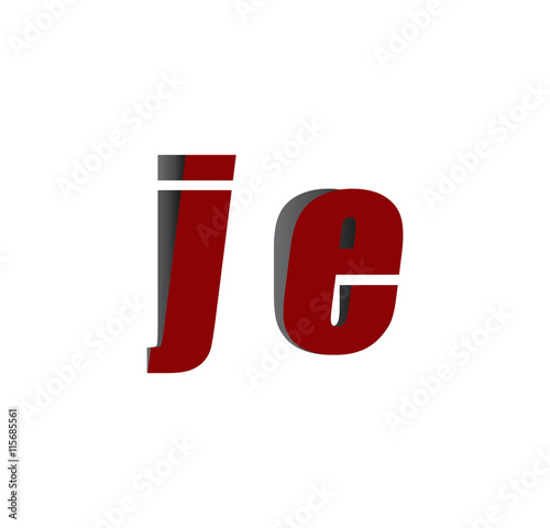 je logo initial red and shadow