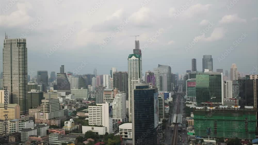 BANGKOK THAILAND - APRIL 11: View of Business Building Bangkok city area, by camera dolly with tracking left high angle shot in HD, in Sathorn District BANGKOK, Thailand on April 11, 2015 BANGKOK THAILAND - APRIL 11: View of Business Building Bangkok city area, by camera dolly with tracking left high angle shot in HD, in Sathorn District BANGKOK, Thailand on April 11, 2015