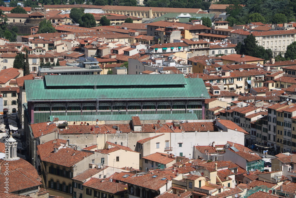 View to Mercato di San Lorenzo in Florence, Tuscany Italy 