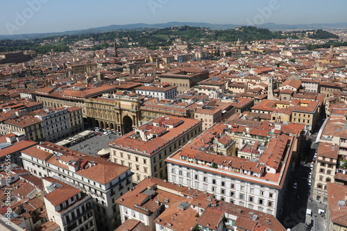 View to Piazza della Republica in Florence, Tuscany Italy