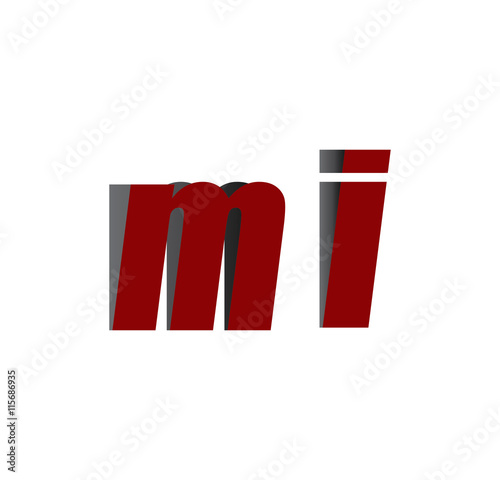 mi logo initial red and shadow