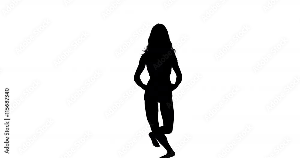 Pretty woman ballet dancing silhouette on white background Pretty woman ballet dancing silhouette on white background