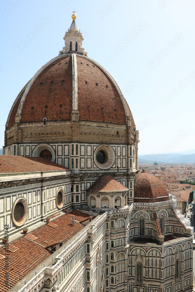 Cathedral Santa Maria del Fiore, view from Giottos Campanile in Florence, Tuscany Italy 