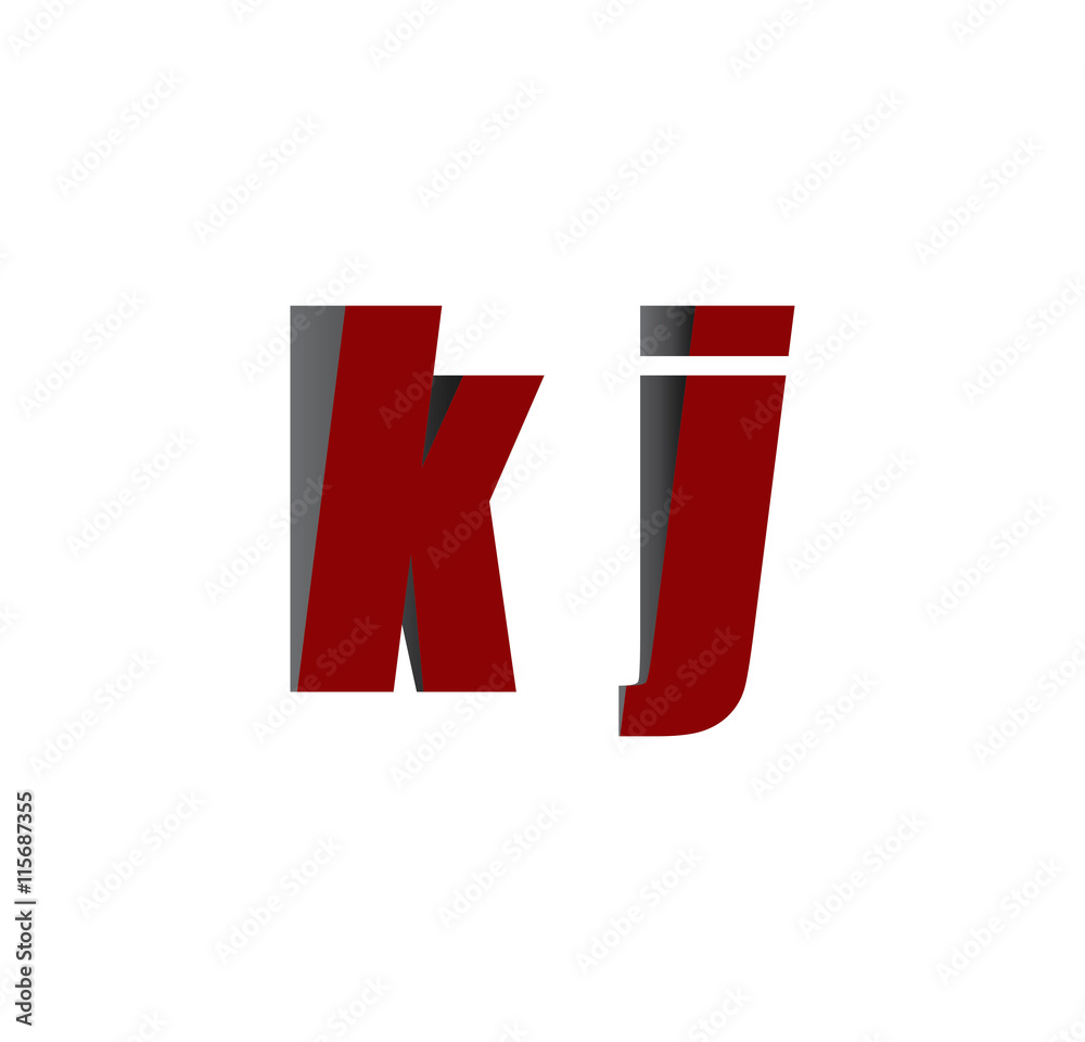 kj logo initial red and shadow