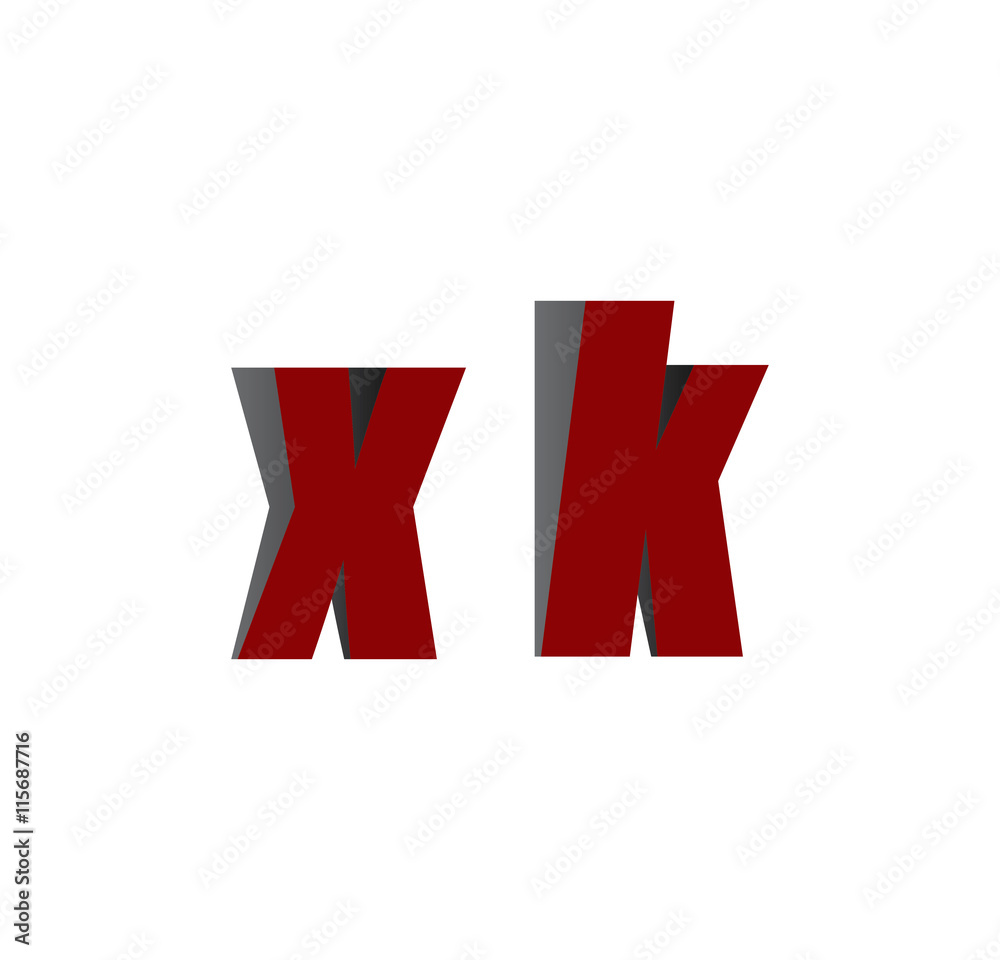 xk logo initial red and shadow