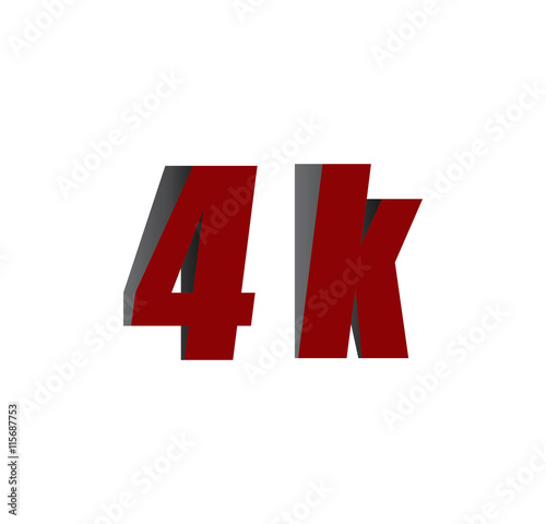 4k logo initial red and shadow