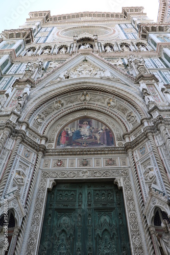 Entrance to the Cathedral of Santa Maria del Fiore in Florence, Tuscany Italy