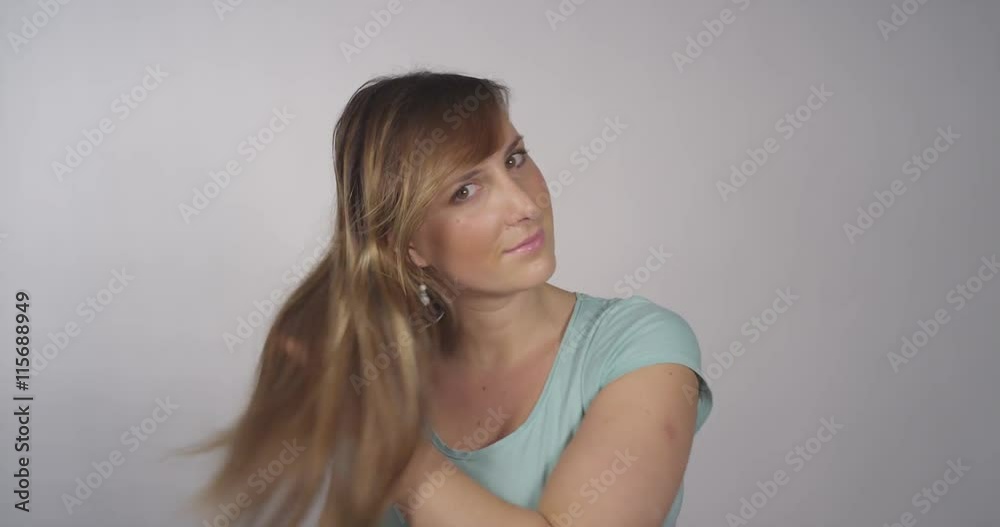 Female notices her hair is falling out Female notices her hair is falling out
