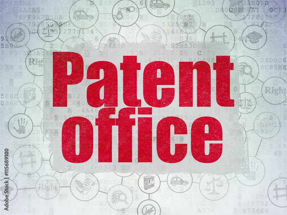 Law concept: Patent Office on Digital Data Paper background Law concept: Patent Office on Digital Data Paper background