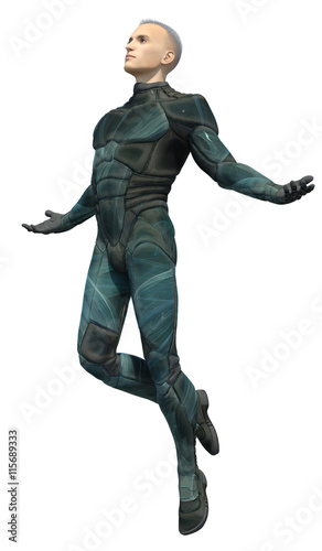 3d CG illustration of a Sci-Fi superhero male isolated on white