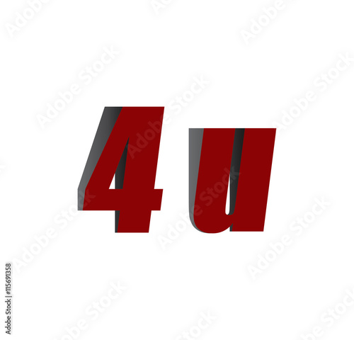 4u logo initial red and shadow